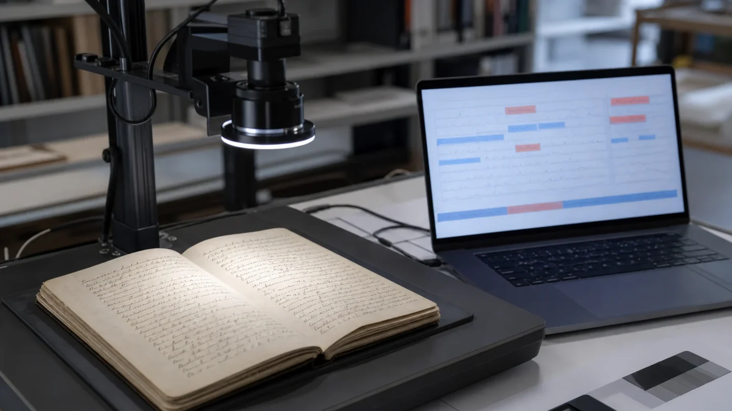 Una carta manuscrita se compara con su transcripción digital línea a línea.